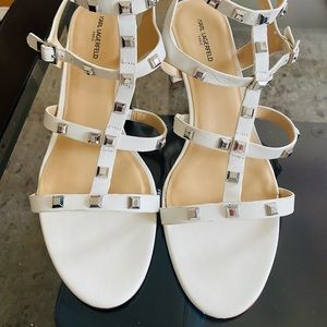 Karl Lagerfeld white studded sandles